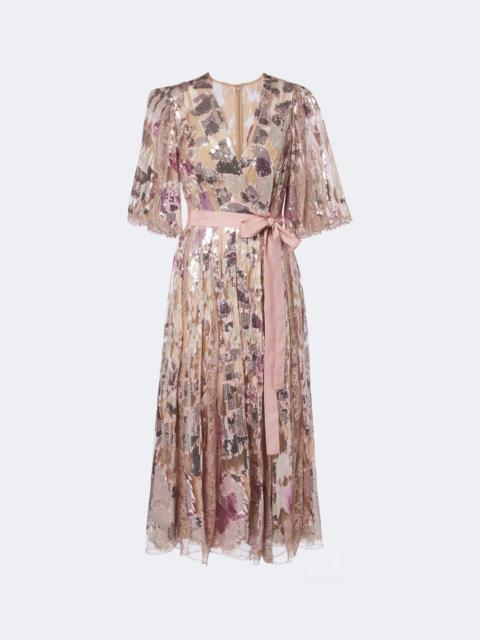 ELIE SAAB Sequined silk-blend lace wrap dress