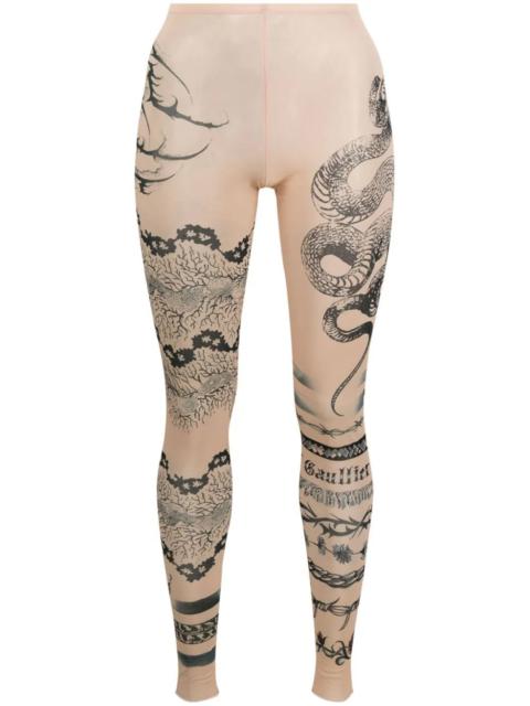 Jean Paul Gaultier JEAN PAUL GAULTIER WOMEN Tattoo Printed Effect Leggings Nude/Grey/Blac