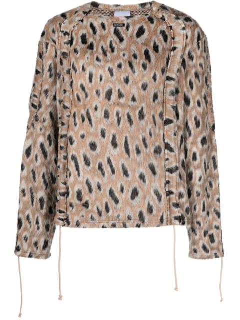 leopard-print brushed-finish jumper