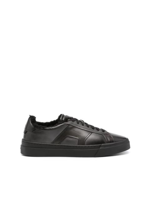 Santoni logo-debossed leather sneakers
