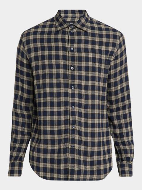 EMPORIO ARMANI Men's Plaid Wool-Blend Button-Down Shirt