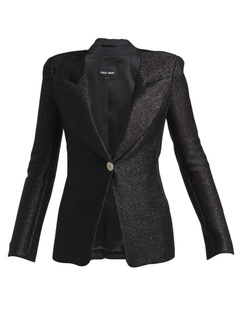 GIORGIO ARMANI Metallic Rafia Motif Blazer