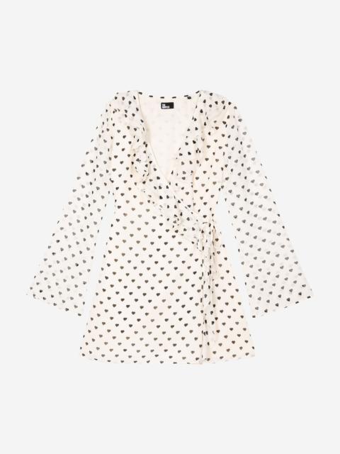 The Kooples SHORT WRAP DRESS IN ECRU HEART PRINT