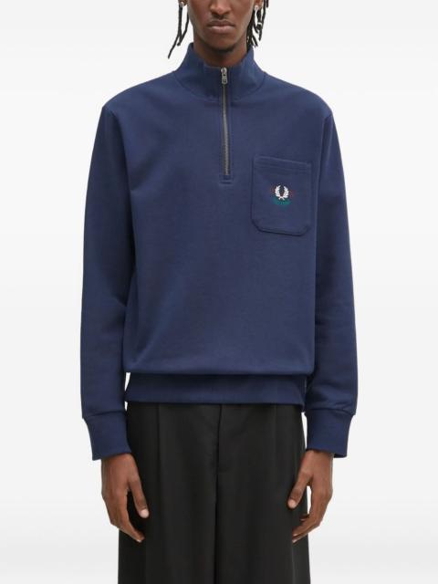 Fred Perry half-zip embroidered-logo pocket sweatshirt