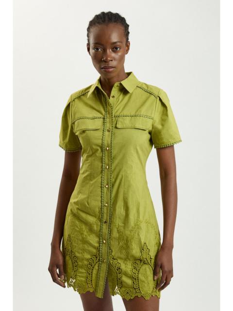 KAREN MILLEN Petite Cotton Cutwork Collared Woven Mini Dress