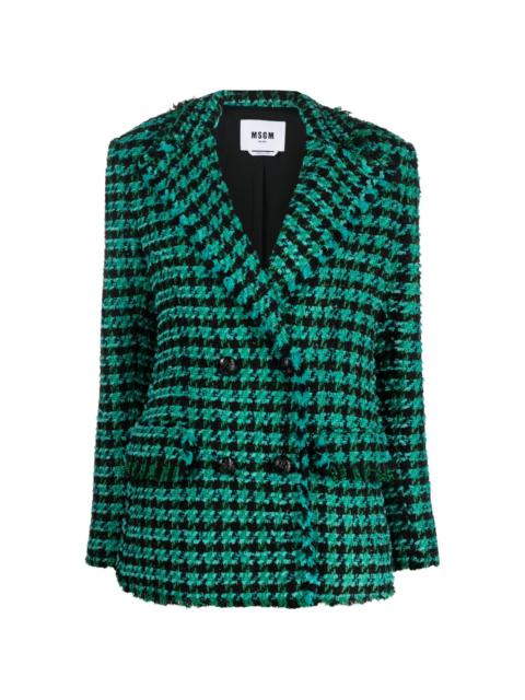 tweed houndstooth double-breasted jacket