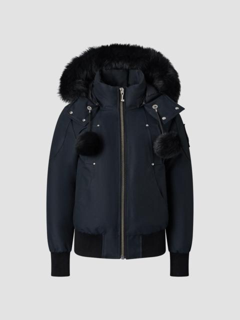 MOOSE KNUCKLES Women's Debbie Shearling-Trim Down Bomber Jacket - Navy