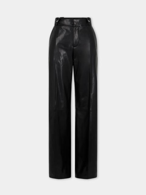 rabanne BLACK LAMBSKIN LEATHER STRAIGHT LEG TROUSERS