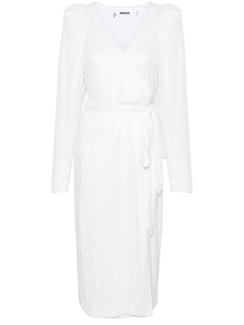 ROTATE sequined midi wrap dress