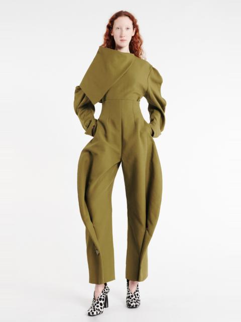 A.W.A.K.E. MODE DRAPED COLLAR TOP KHAKI GREEN