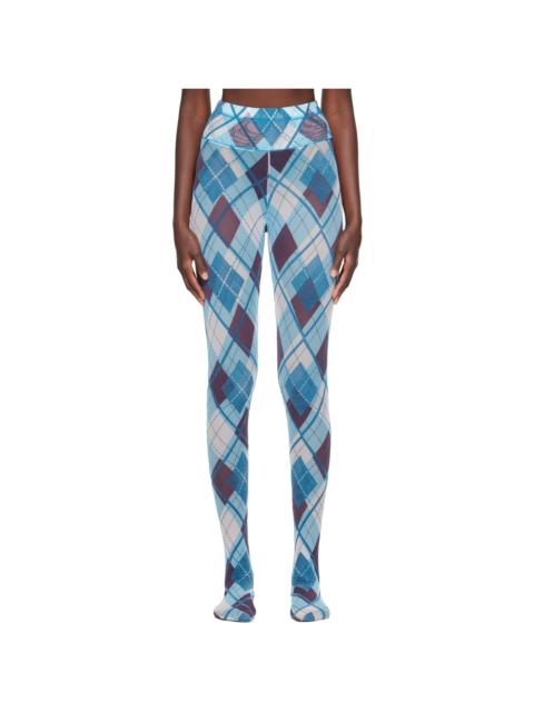Chopova Lowena Blue Bonnet Flocked Mesh Leggings