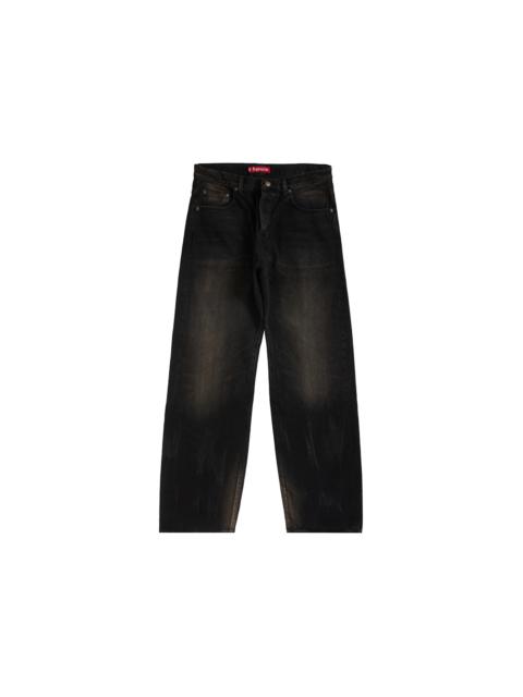 Supreme Supreme Distressed Loose Fit Selvedge Jean (SS24) Washed Black