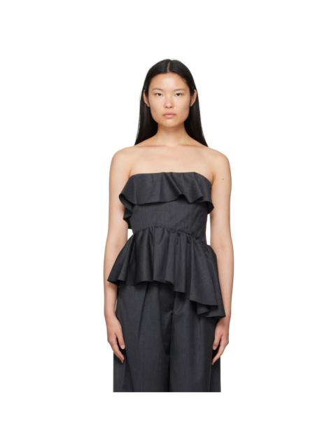 KIKA VARGAS Gray Ruffled Camisole