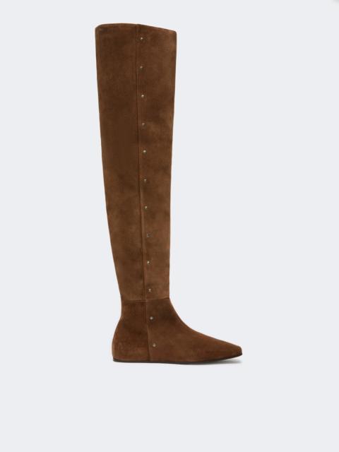 Max Mara PIETRA Studded split leather boots - HAZELNUT BROWN