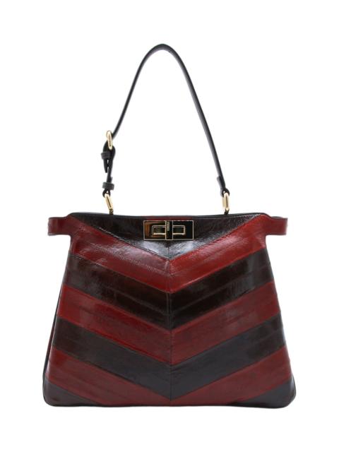 Brown And Red Leather Pekaboo Top Handle Bag