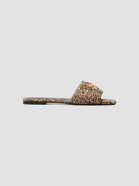TORY BURCH Women's Charlie Tweed Slides - Vintage Brown Teal