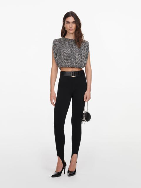 self-portrait Silver Rhinestone Drape Top