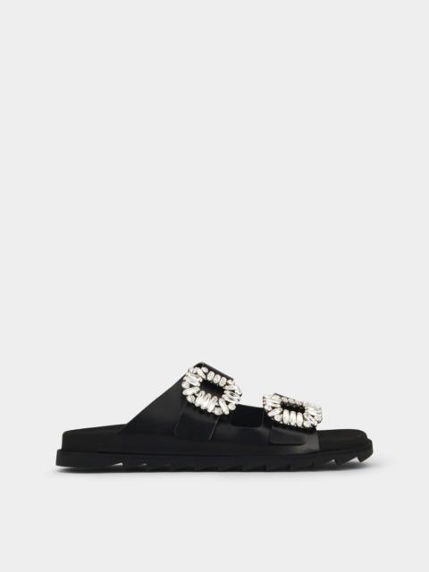 Roger Vivier Slidy Viv' Strass Buckle Mules in Leather