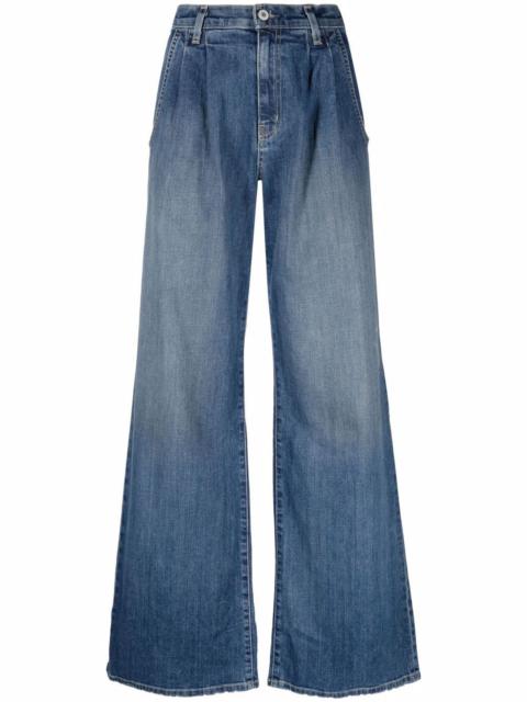 wide-leg bleach-effect denim jeans