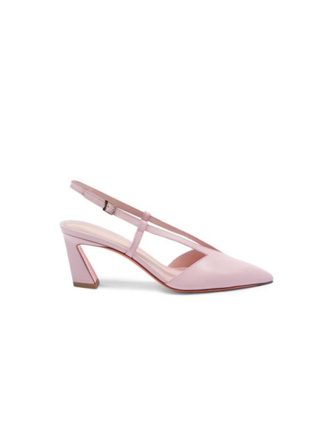 Santoni Women's pink leather mid-heel Victoria pump
