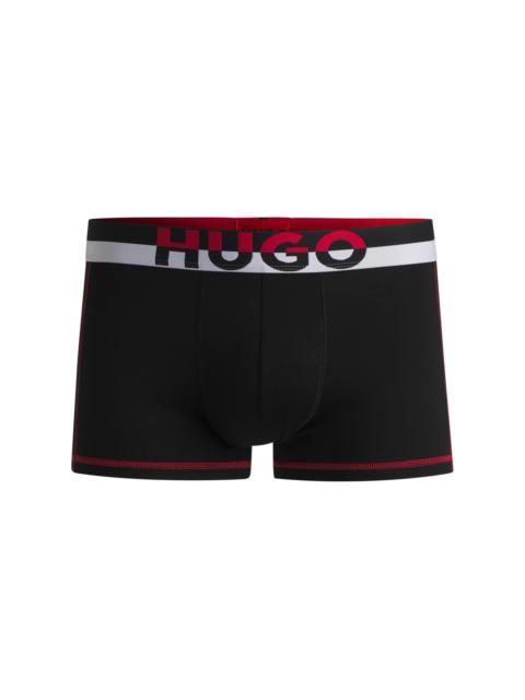 HUGO STRETCH-JERSEY TRUNKS WITH COLOR-BLOCK WAISTBAND