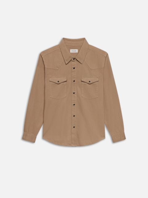 FRAME Western Denim Shirt in Dark Beige