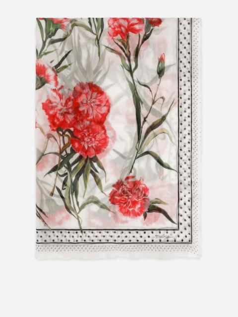 Dolce & Gabbana Carnation-print silk scarf (120 x 200)