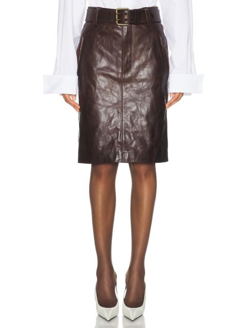 SAINT LAURENT Belted Leather Skirt