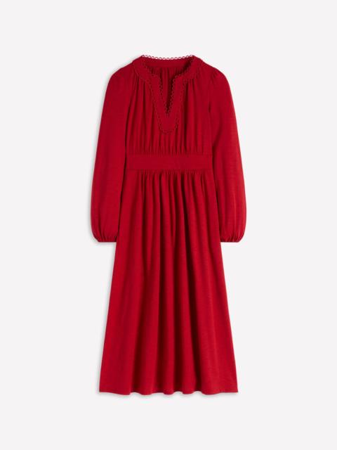 BODEN Maddie Picot Trim Midi Dress-Carmine Red