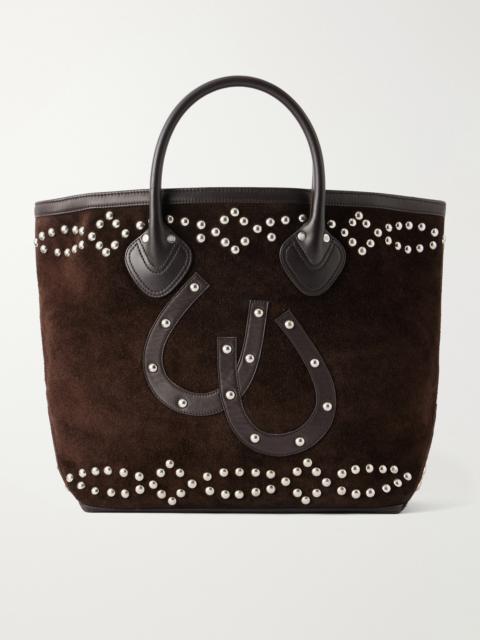BODE Studded Leather-Trimmed Suede Tote Bag