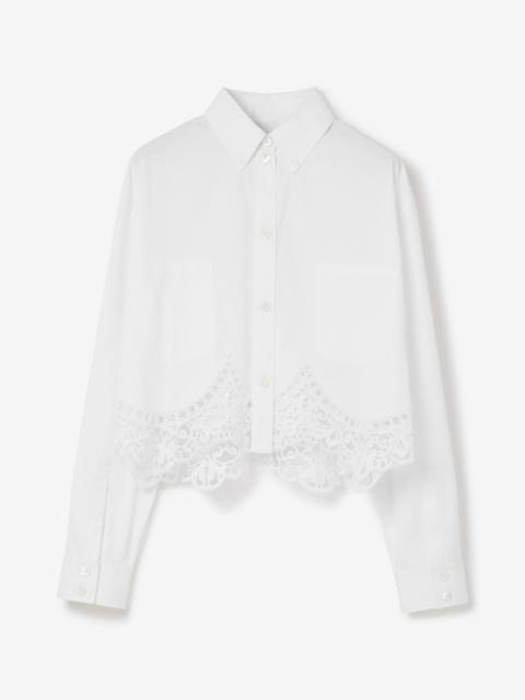Macramé Lace Hem Cotton Cropped Shirt