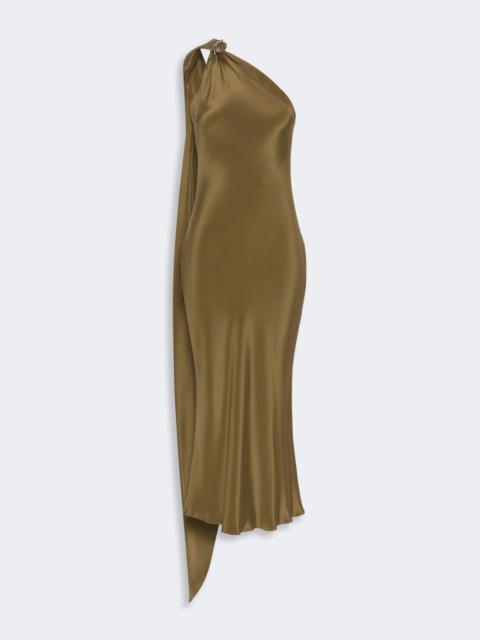 Max Mara VASTO Silk crepe de chine one-shoulder dress - MUD