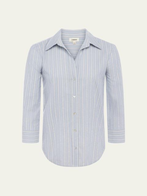 L'AGENCE Daniella Striped Three-Quarter Sleeve Shirt