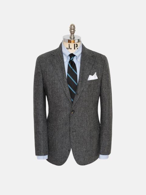 J. PRESS GREY HERRINGBONE WOOL SPORT COAT - TRIM FIT