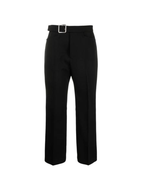 Jil Sander buckled pleated flared wool trousers
