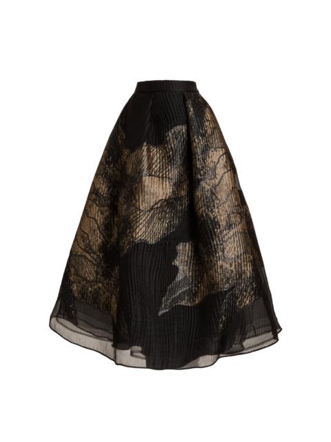 ELIE SAAB Reflective A-line Maxi Skirt black