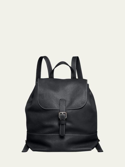 GIORGIO ARMANI Men's Pebble Leather Flap-Top Backpack