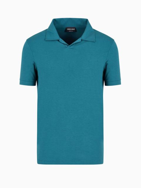 Stretch viscose jersey short-sleeved polo shirt