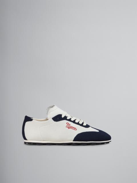 Marni BEIGE AND BLUE STRETCH JACQUARD PEBBLE SNEAKER