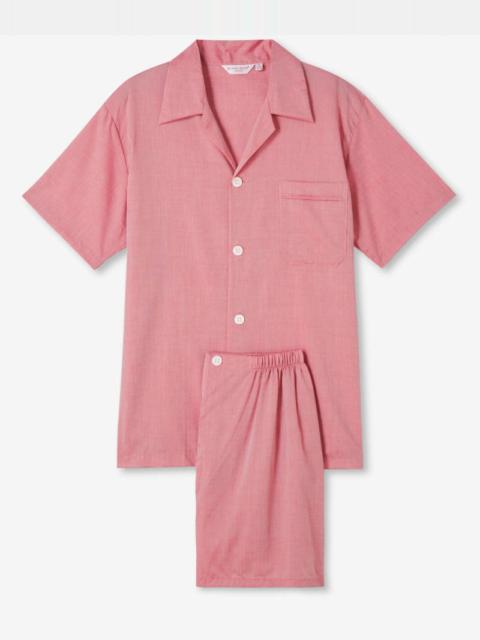 Derek Rose Men's Short Pajamas Amalfi Cotton Batiste Red
