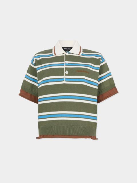 DSQUARED2 STRIPED KNIT POLO