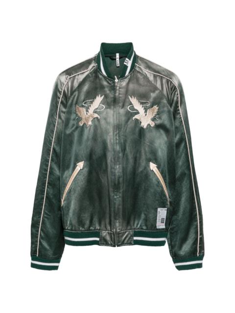 embroidered satin bomber jacket