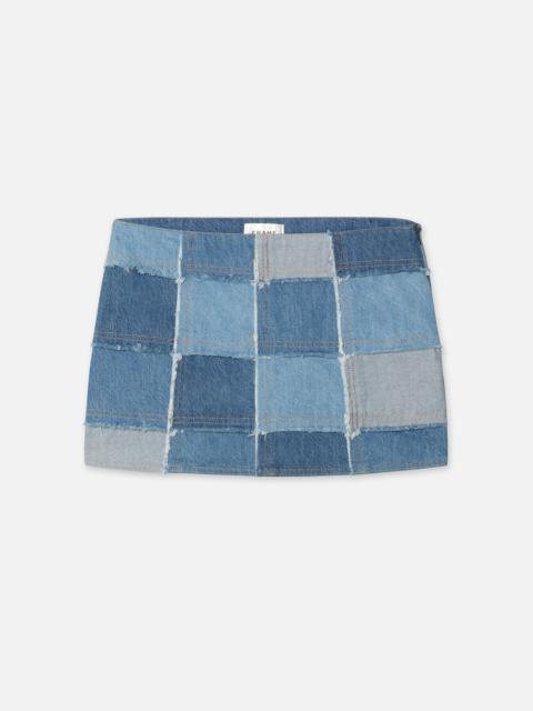 FRAME The 70's Patchwork Mini Skirt in Road Trip