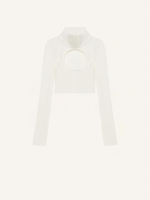 courrèges CROPPED SWEATER CIRCLE MOCKNECK RIB KNIT