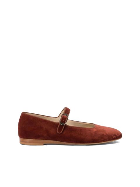 Mary Jane buckle velvet flats