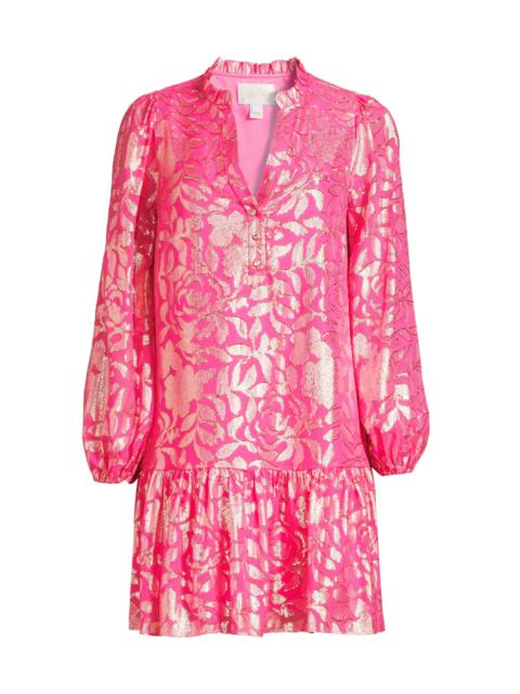 Lilly Pulitzer Women's Evaline Silk Dropped Waist Minidress - Sun Shell Pink Floral Bloom