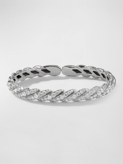 DAVID YURMAN Sculpted Cable Flex Bracelet with Diamonds in 18K White Gold, 7.5mm