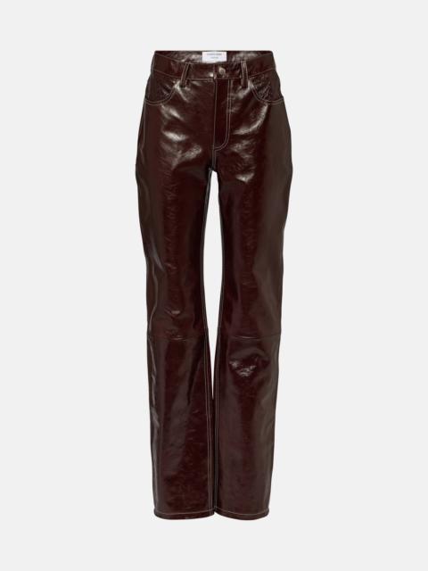 Ombré high-rise leather straight pants