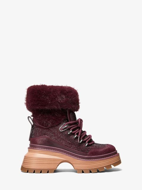 MICHAEL KORS Shiloh Embellished Mixed-Media Boot