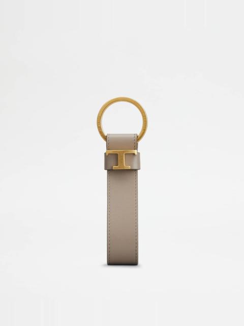 KEY HOLDER IN LEATHER - GREY